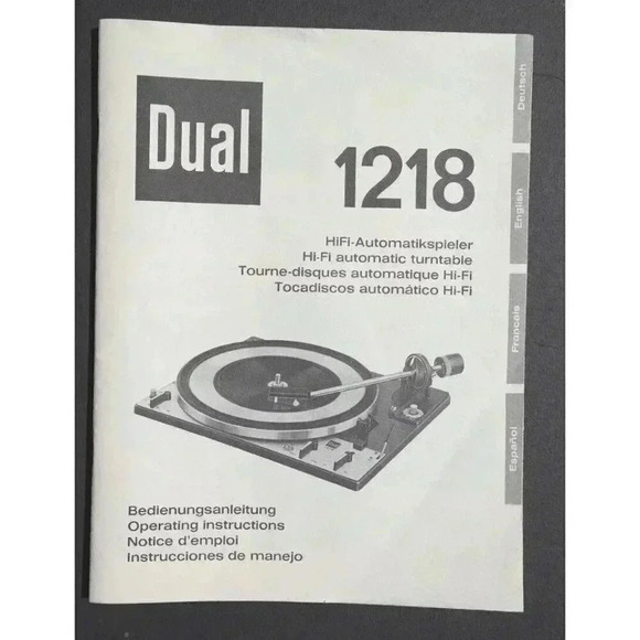 Vtg Daul 1218 Hi-Fi Automatic Turntable Owners Instruction Operator's Manual - Picture 1 of 2